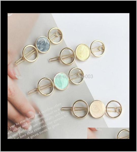 

barrettes jewelry korean round star clips for women vintage geometric alloy hairband elegant girls bang hairgrip barrett3834800, Golden;silver