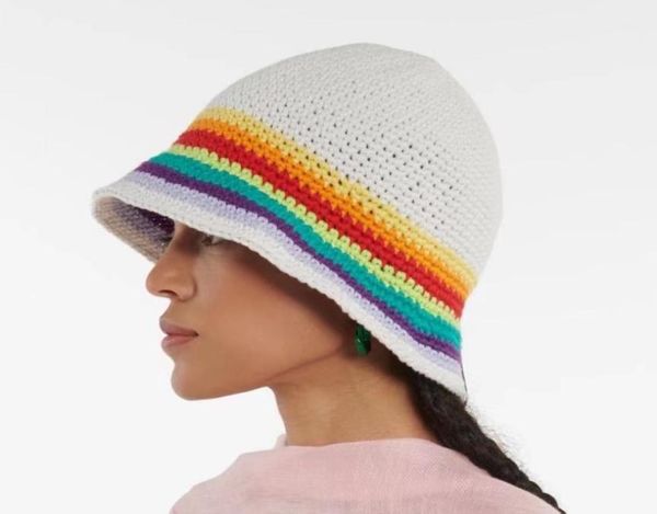 

bucket hat vintage colorful crochet stingy brim hats rainbow knitted hats women summer elasticity2977526, Blue;gray