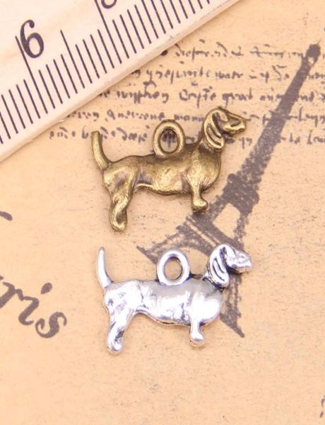 

152pcs jewelry charms dog 10x18mm antique silver plated pendants making diy handmade tibetan silver jewelry9707603, Bronze;silver