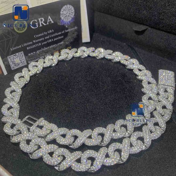 

factory price s925 infinite necklace for men 13mm iced out moissanite jewelry custom diamond luxury chain, Silver