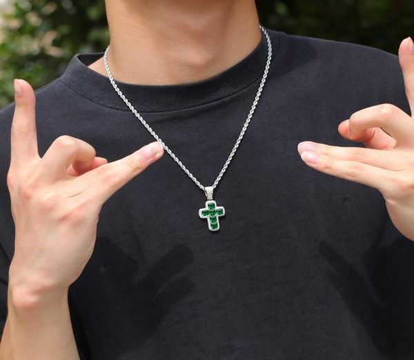 

mens hip hop cross necklace cz stone bling iced out pendant jewelry gold slver chains diamond pece statement women men1773489, Silver