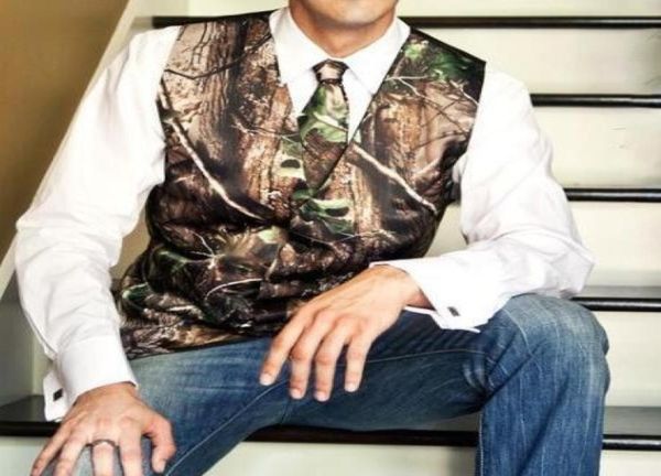 

rustic camo groom vests for country farm wedding party waistcoat camouflage slim fit mens vests with plus size4260120, Black