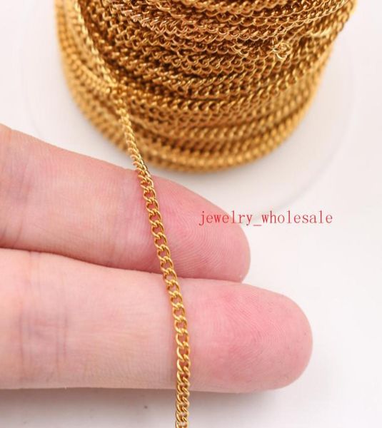 

on 10meterlot whole in bulk jewelry finding chain gold stainless steel thin 2mm cowboys chain link marking jewlery diy2069853, Silver