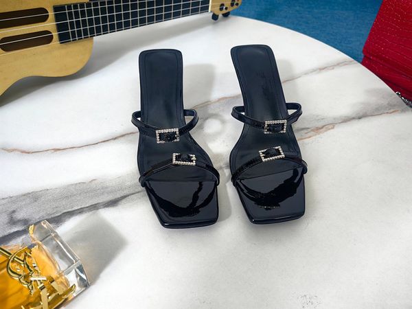 

2023 fashion sandals genuine leather for women slippers summer luxury flat slides ladies summer beach sandal party 0529, Black