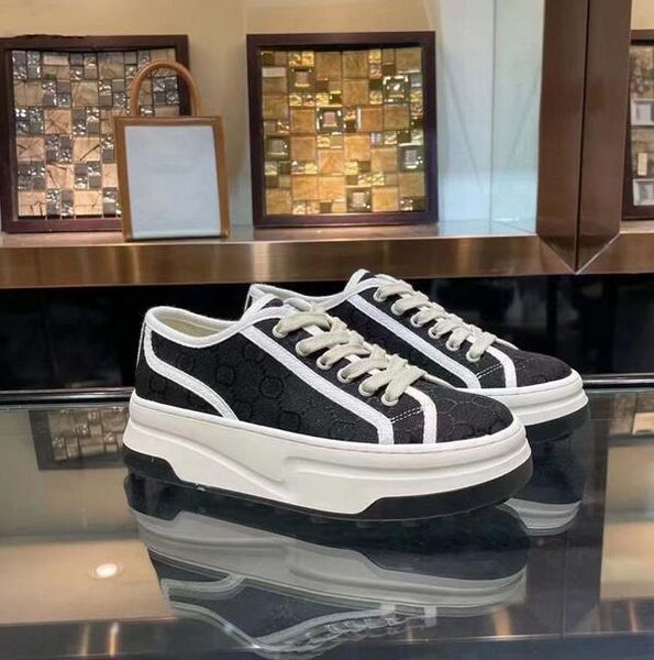 

1977 high-women's shoes casual shoes italian low-red and green letters high-quality sports shoes new beige ebony canvas tennis shoes fa, Black