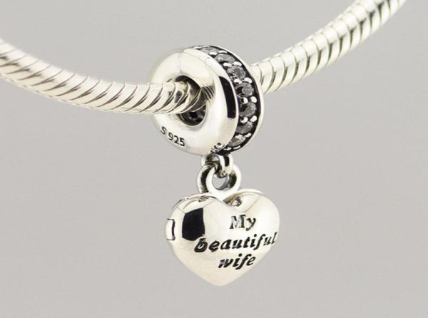 

925 sterlingsilverjewelry my beautiful wife dangle charm beads with cz fits european diy jewelry bracelets necklaces4231990