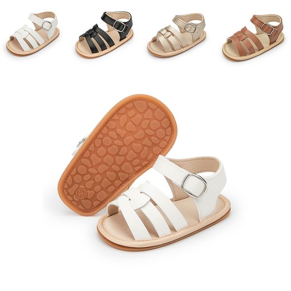 

baby shoes infant sandals leather rubber flat non-slip soft-sole toddler girl boy first walkers crib shoes size 0-18m, Black;red