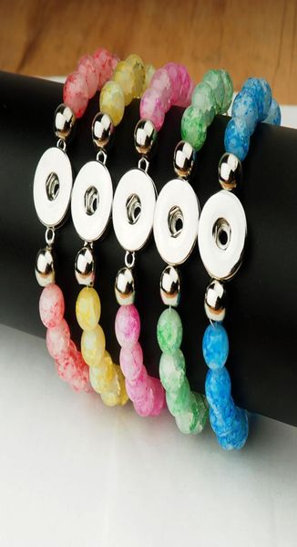 

noosa 18mm natural stone snap bracelets fit for woman and man n247042662, Golden;silver