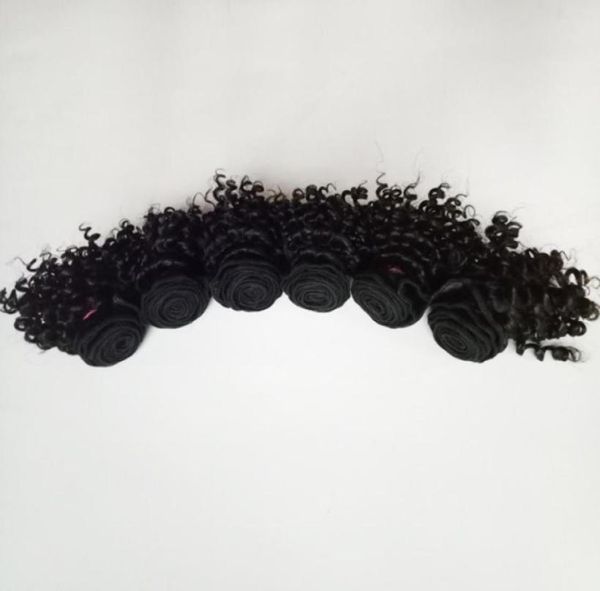 

brazilian virgin hair beautiful short bob type 6inch kinky curly double weft indian remy extensions 300glot 50gpc 6pcs97533104303023, Black