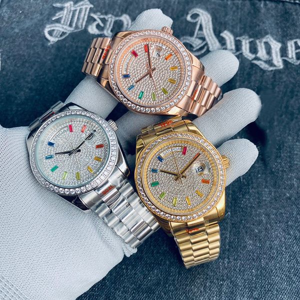 

diamond watch mens automatic mechanical watches 41mm sapphire lady wristwatch waterproof 904l stainless steel montre de luxe, Slivery;brown