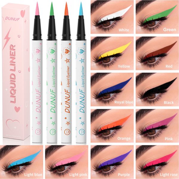 

dunuf 12 colors matte eyeliner pen makeup waterproof long lasting quickly drying smooth ultra-thin liquid eyeliner pencil women cosmetics
