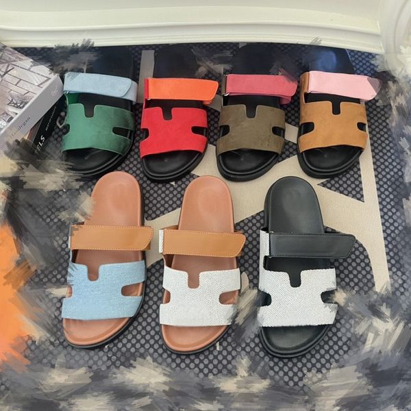 

designer sandals chypre slippers beach classic flat luxury summer lady leather flip flops men women slides size 35-44 summer shoes flat slip, Black