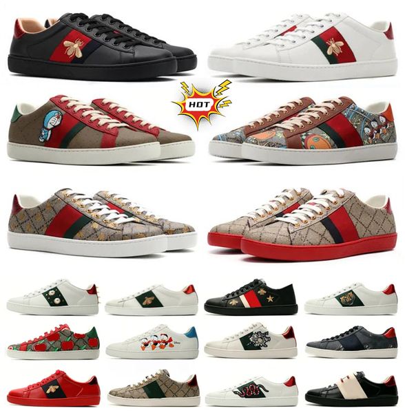 

men women casual shoes designer sneakers ace bee snake tiger embroidered white green red stripes womens shoes coach outdoor jogging sports s