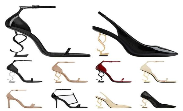 

women luxury dress shoes high heels patent leather gold tone triple black nude lady fashion sandals open toes stiletto heel party 2959731