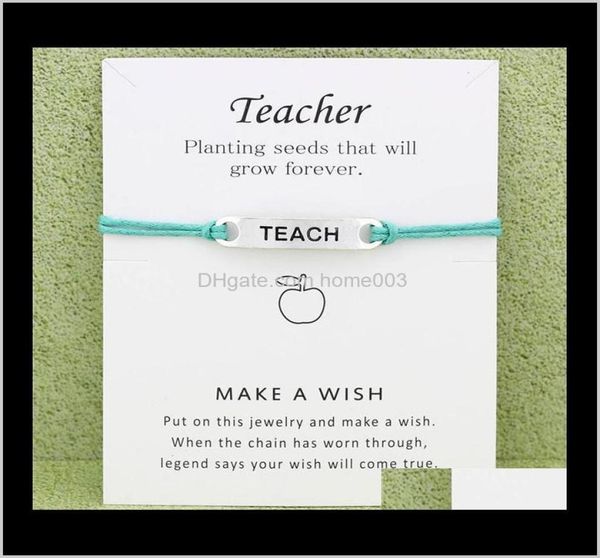 

sier tone sign teach charm bracelets bangles women girls wristband adjustable friendship statement jewelry with card a383370191, Golden;silver