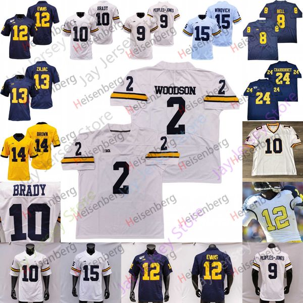 

michigan jerseys wolverines football jersey ncaa college aidan hutchinson tom brady charles woodson cade mcnamara, Black;red