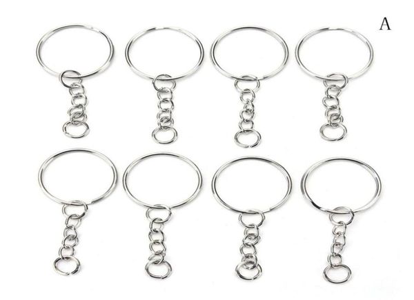 

100 pcsset silver key chains stainless steel alloy circle diy 25mm keyrings 3 styles jewelry keychain key ring accessories2368536, Slivery;golden