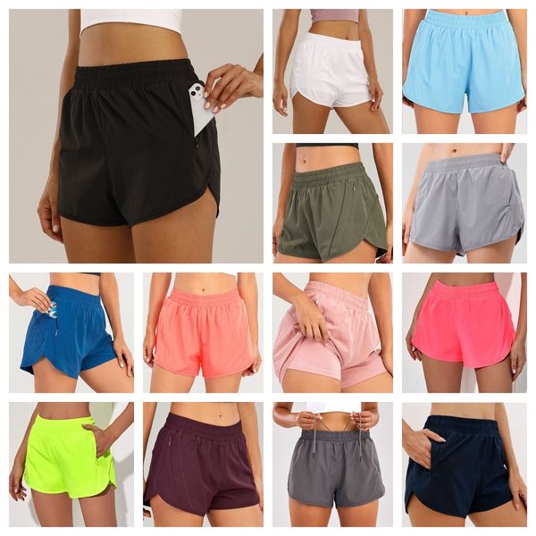 

designers lululemens womens yoga shorts fit zipper pocket high rise quick dry lulus lemon womens train short loose style breathable gym qual