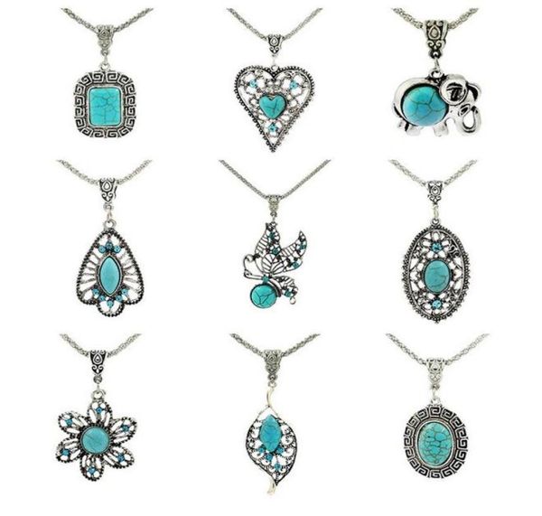 

good a fashion jewelry personalized turquoise handmade hollow petals bracelet long necklace wfn421 with chain mix order 20 pie3497534, Silver