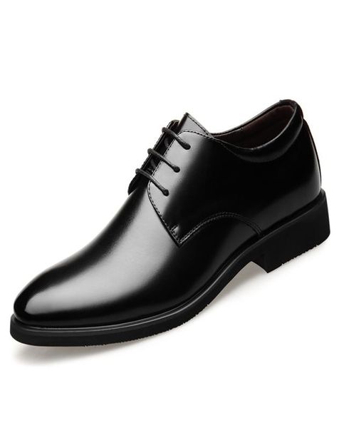 

genuine leather men solid dress shoes man increased shoes hidden heel shoes big size man oxford shoe wedding loafers for bridegroo5667061, Black