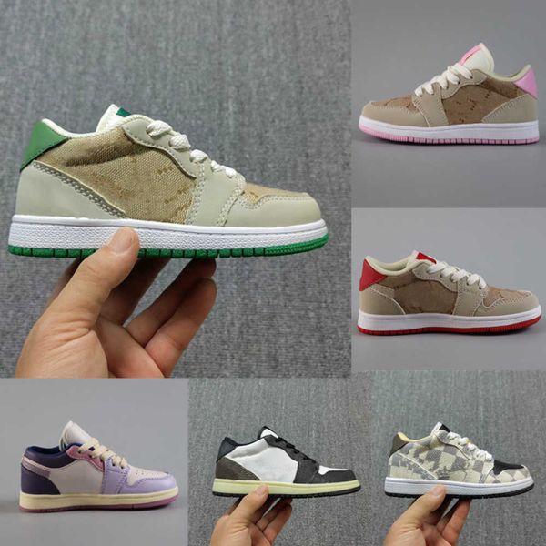 

1s designer lux collaboration kids sneaker preschool gradeschool big boy girl low cut fragments military blue grey infant toddler shoes, Black