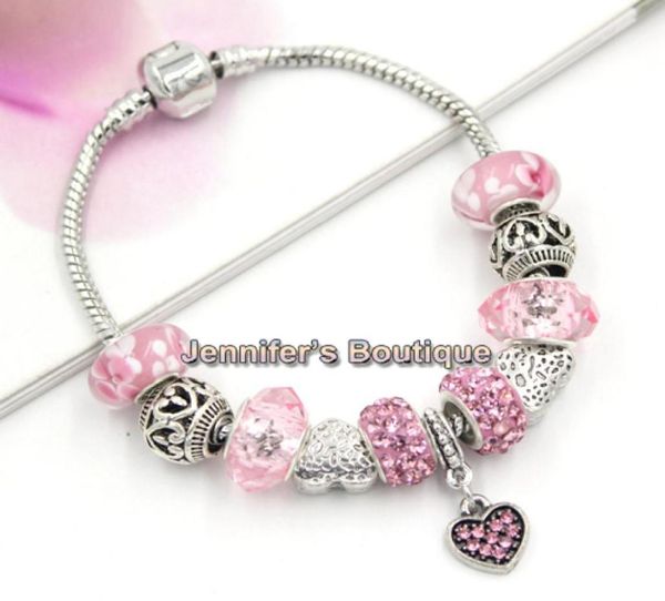 

2 colors diy interchangeable european style heart hallow ball crystal heart charm bracelets for valentine039s day gift j3545895, Golden;silver