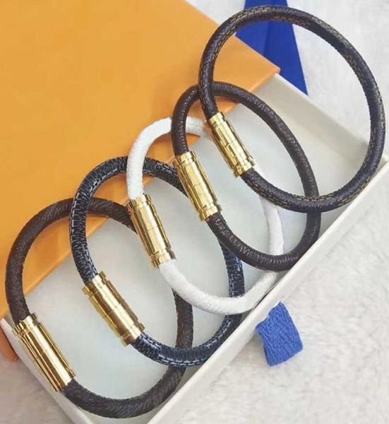 

bracelets designer classic plaid leather rope women and men metal lock head gold magnetic buckle bracelet fashion sim9118765, Golden;silver