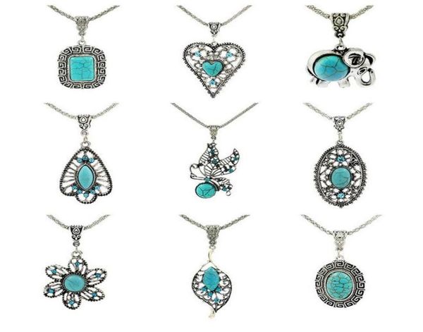 

good a fashion jewelry personalized turquoise handmade hollow petals bracelet long necklace wfn421 with chain mix order 20 pie7856232, Silver
