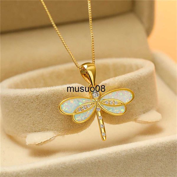 

pendant necklaces exquisite dragonfly pendant necklace electroplating jewellery for festival friend j230601, Silver
