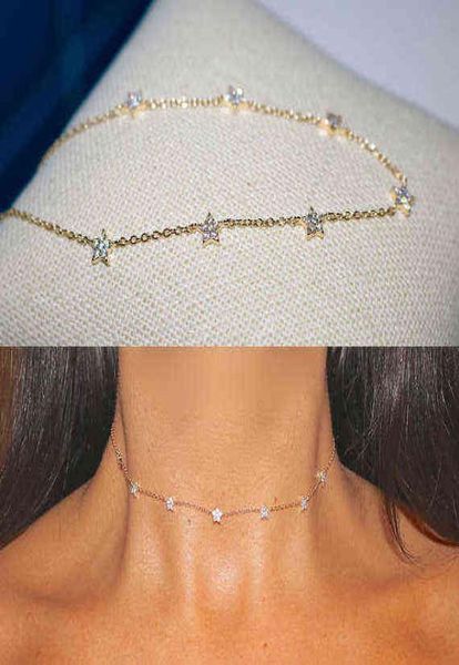 

christmas gift vermeil 925 sterling silver cute star choker charm necklaces charming women jewelry fine silver necklace 2111241878665