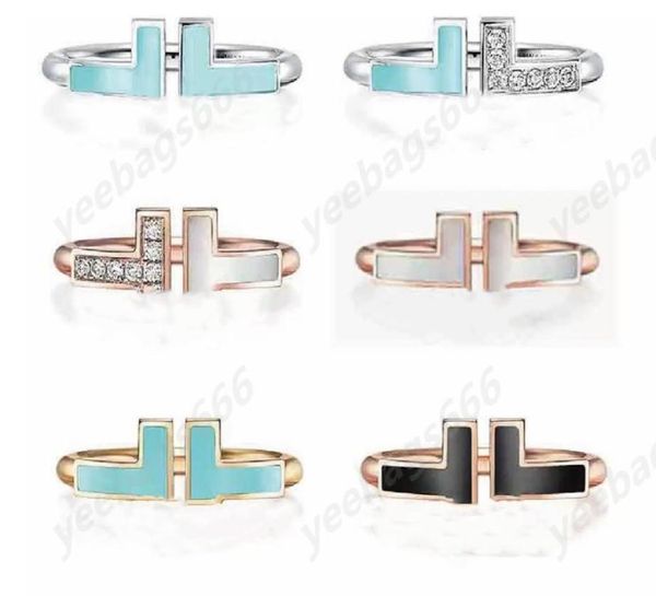 

the new double tshaped opening 925 sterling silver rings 11with original logo fashion woman jewelry two t ring7523852