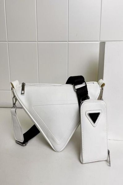 

spring autumn men day packs new nylon triangle bag women wide shoulder strap triangle lock earphone bags clutch black white 29164698852