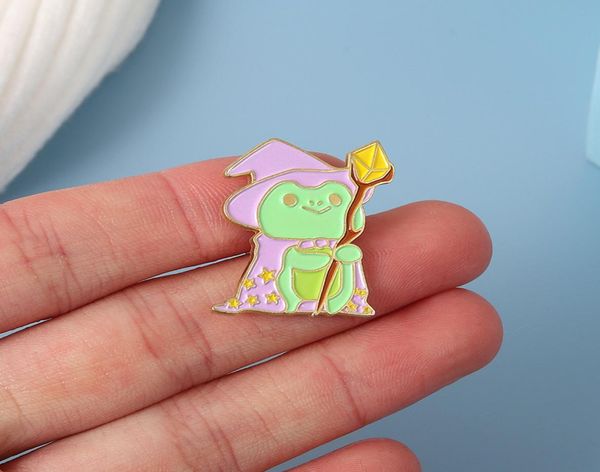

cute cartoon frog magic brooches pin for women fashion dress coat shirt demin metal funny brooch pins badges backpack gift jewelry2764892, Gray