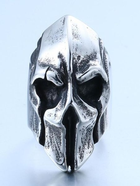 

punk gothic skull mask stainless steel cool biker vintage ring silver black by mate rings size 7141635047