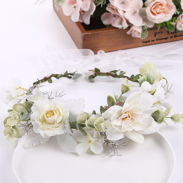

sen style cool and sweet hair hoop with european and american style bride temperament simulation wreath headwear retro girl dress accessorie, Silver