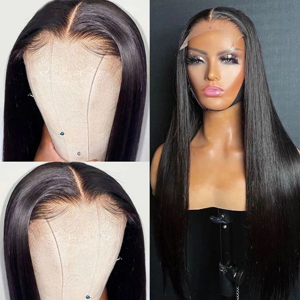 

hd transparent lace 4x4/5x5 lace closure wig 180% brazilian bone straight human hair wigs for women bling hair, Black;brown