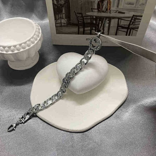 

80% off designer jewelry bracelet necklace ring ancient home made old pattern carved cuban chain interlocking bracelet men's women&#039, Black