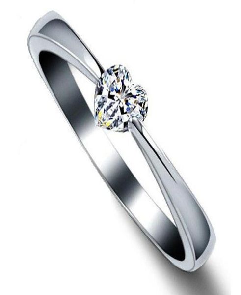 

heart rings love charm finger jewelry 925 sterling silver white gold plated 1ct swiss diamond rings for women shi1593824, Golden;silver