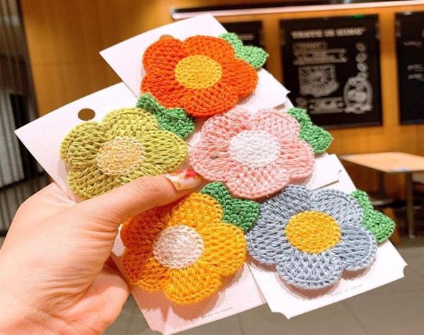 

candy colors weave flower hairpin for children sweet simple kid clip hair clip bezel for hair accessories children230b1795268, Slivery;white