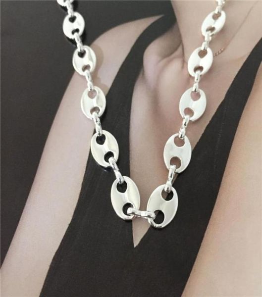 

chains single layered punk rock gold sliver color aluminium chain choker necklace for women link collar clavicle statement jewelry7301495, Silver