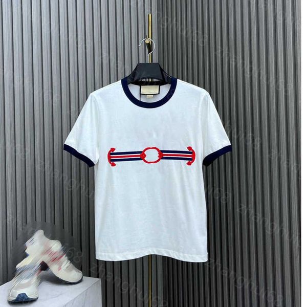 

23ss womens designer clothing tee womens t-shirt round neck pure cotton interlocking double-g logo embroidery short sleeve t-shirt womens cl, White