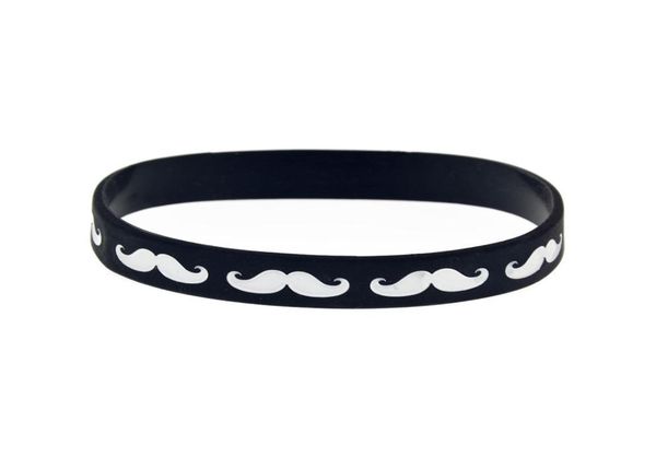 

1pc mustache silicone rubber wristband trendy decoration logo filled in color soft and flexible 2 colors1489948, Black