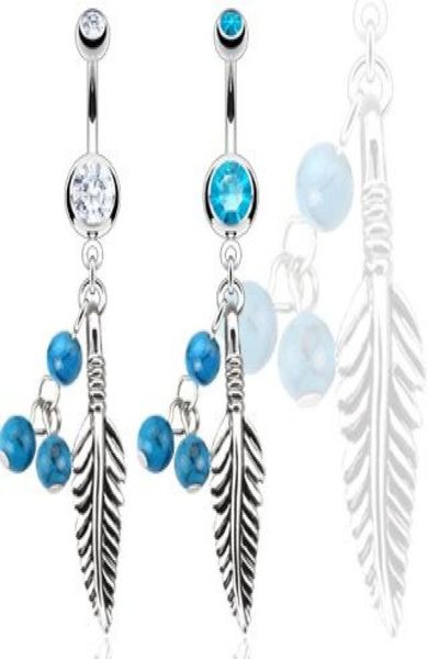 

01701 belly button navel rings dangle dream catcher accessories fashion nice charm aqua color cz 10pcslot8223630, Silver