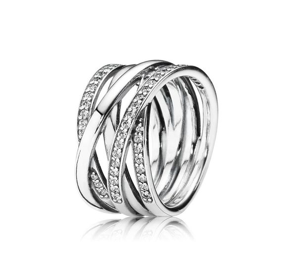 

new intertwined ring for pandora europe and america diamond cz diamond rose series intertwined ring white gold rose gold two color5094267, Slivery;golden