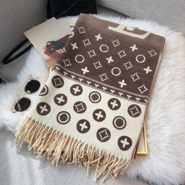 

2023 fashion designer scarf autumn and winter 100% cashmere scarf women's long shawl soft and comfortable luxury gift double sided tass, Blue;gray