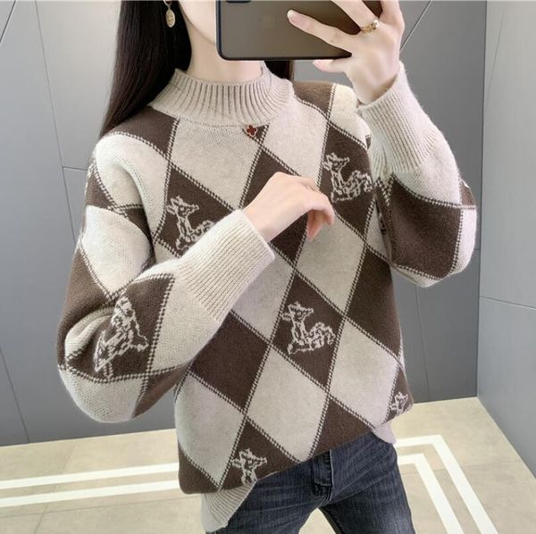 

women's sweater 2023 spring and autumn new sweater women's round neck loose print women's top, White;black