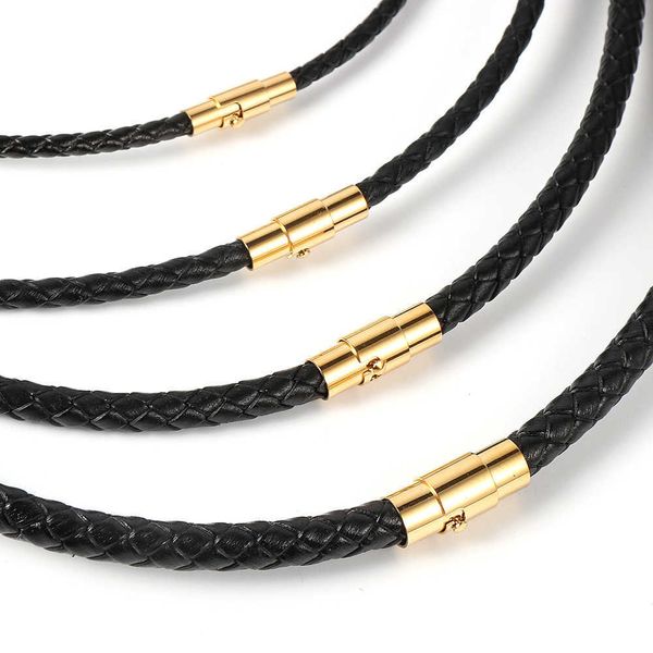 

pendant necklaces men women 3mm 4mm 5mm 6mm braided real genuine leather necklaces stainless steel magnetic buckle multi-layer bracelets j23, Silver