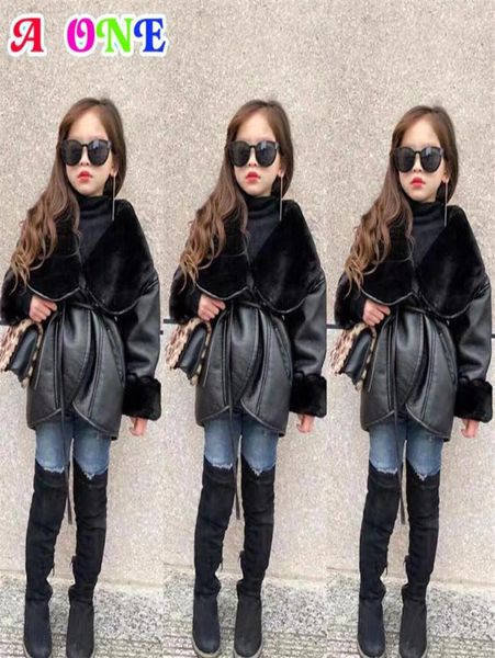 

winter baby girls pu coat kids coat toddler jackets fashion pu bomber jacket motorcycle jacket fur outwear for girls y200901318y8518670, Blue;gray