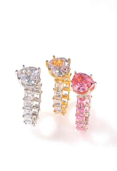 

10mm dropshaped diamond wedding ring jewelry engagement zircon rings vintage jewelry gifts for women men parties9169967, Slivery;golden