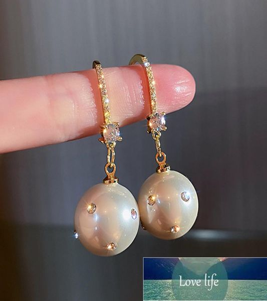 

new fashion fine 14k real gold big pearl crystal drop earrings for women jewelry aaa zircon s925 silver needle gift f1008071